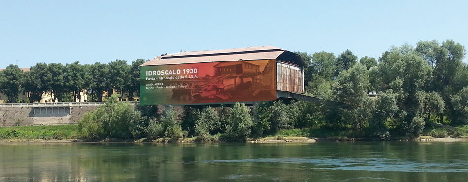 Copertina di presentazione del progetto di building cover up dell’idroscalo di Pavia